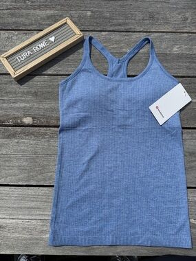 Lululemon Ebb to Street Tank Prep Blue Size 8 NWT Built-In Bra Athletic Top